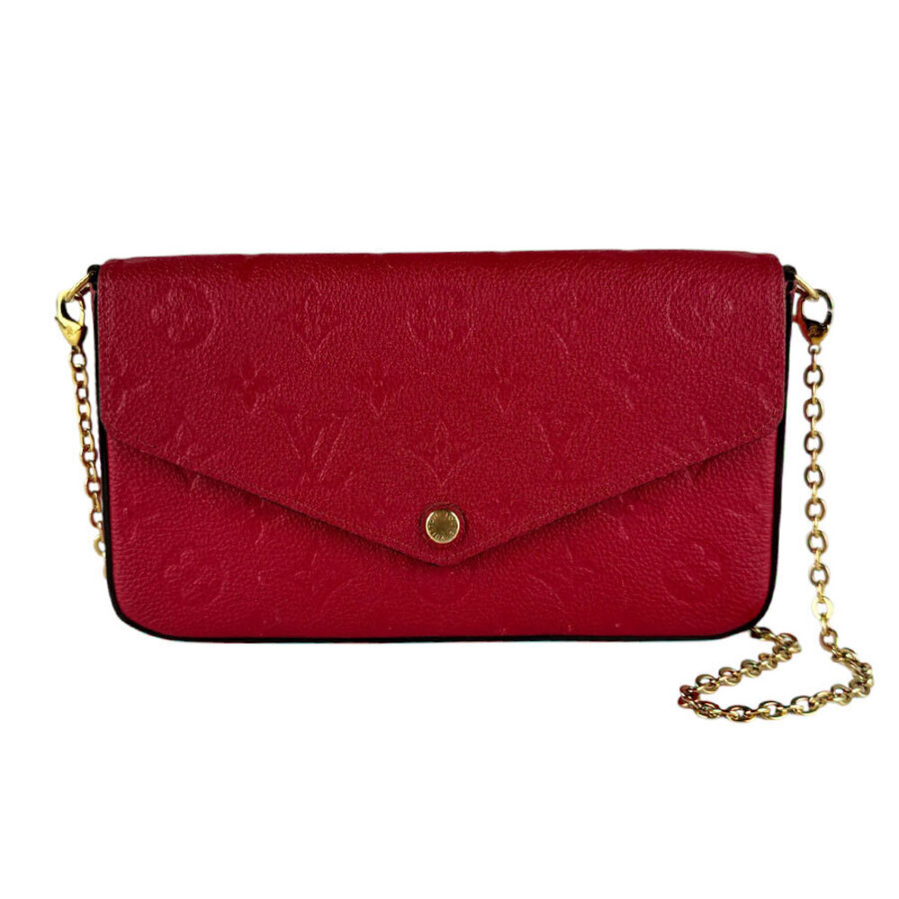 Louis Vuitton Monogram Empreinte Pochette Felicie Shoulder Bag Leather Red Gold